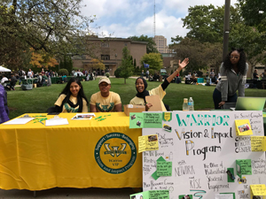 students around table